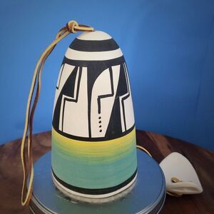 VTG Ute Mtn Pottery Wind Chime Gina D Baron Southwestern Teal Black Yellow